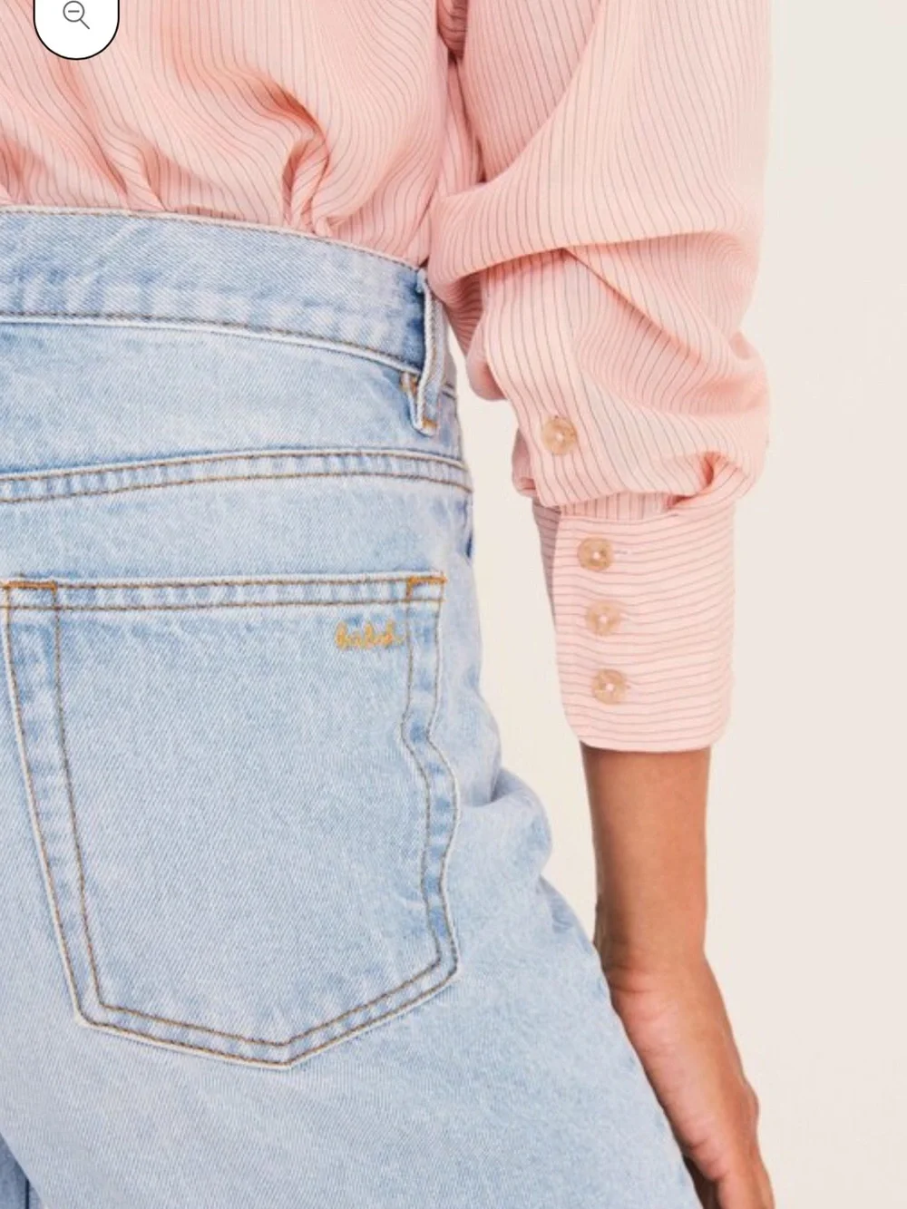 ba&sh Light Pink Striped Cotton Button-Down Shirt